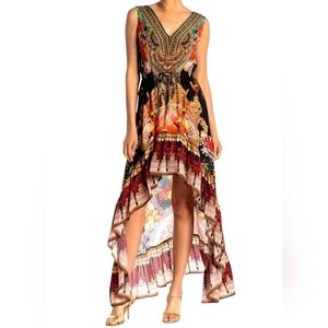 NWT Shahida Parides Luxury Embellished Multi-color Asymmetrical Hi-Lo Dress- M/L